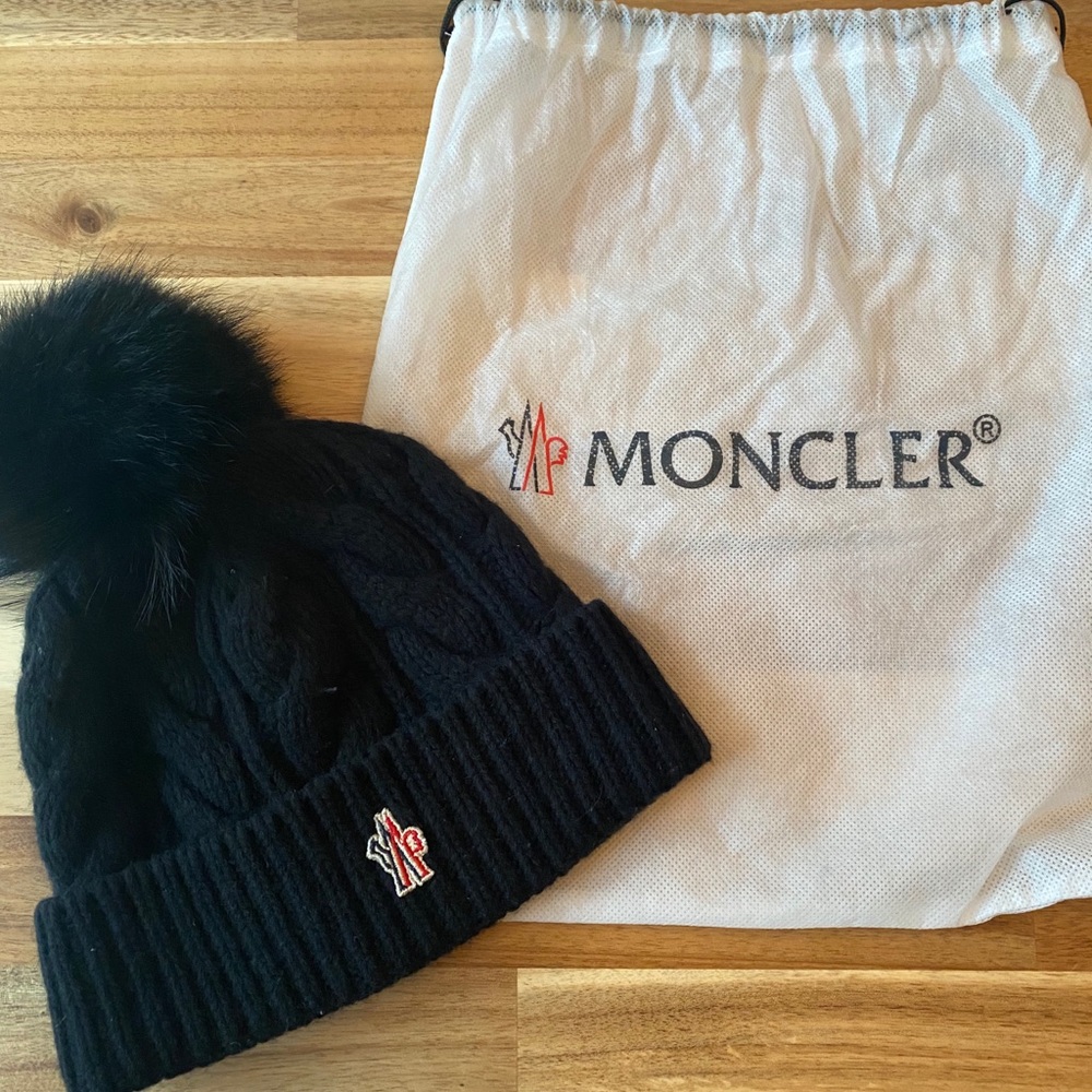 Moncler Beanie with Fur Pompom